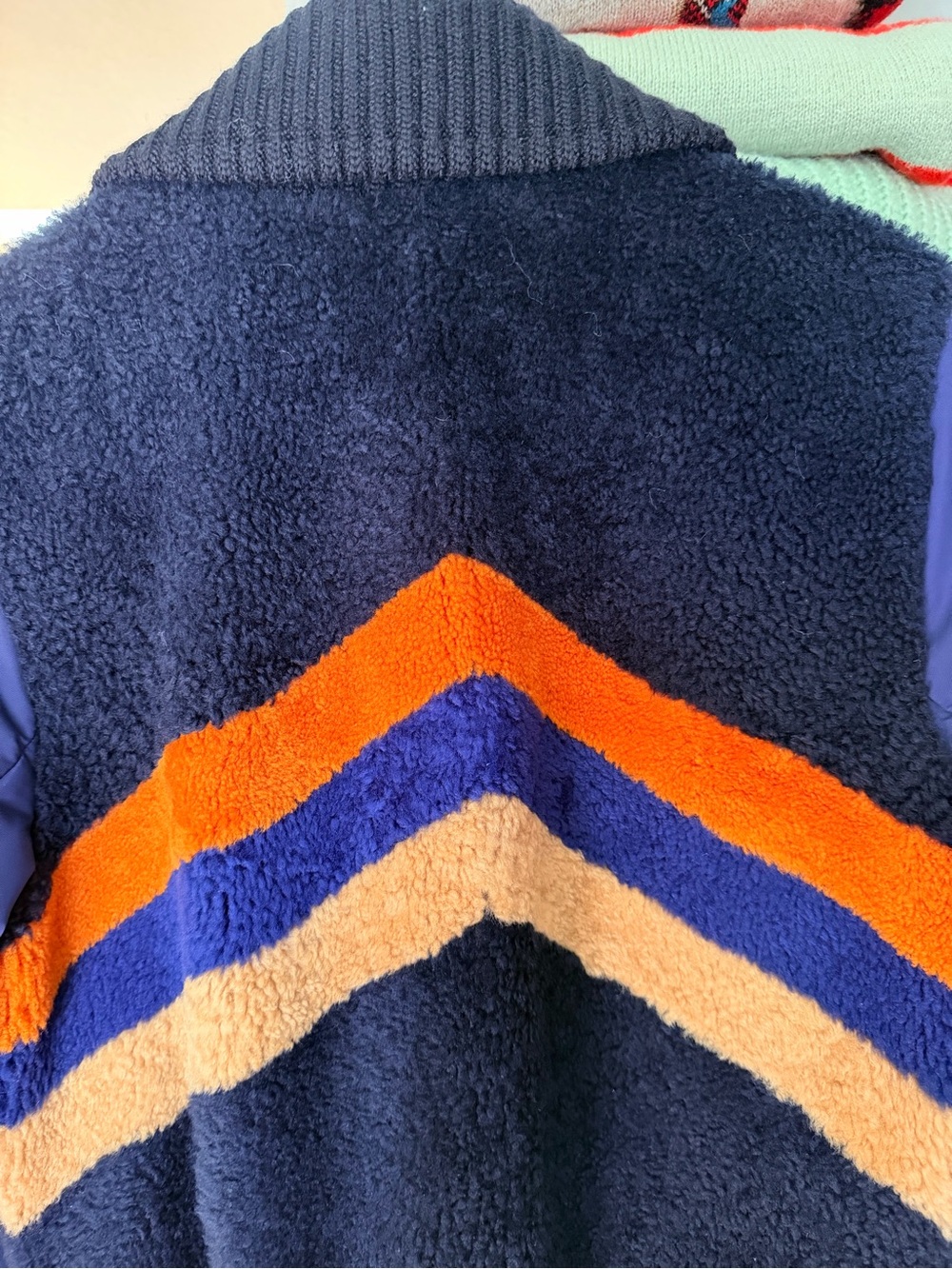 Vintage Coach Lamb Shearling Chevron Bomber Jacket with Lamb Leather - Picture 9 of 15